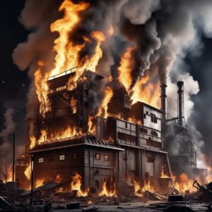 AI version of factory caught fire to highlight the seriousness of the event 