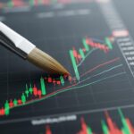 Image showing a stock market chart with a paintbrush stroke, symbolizing the volatility of Asian Paints stock due to a court case and industry competition.